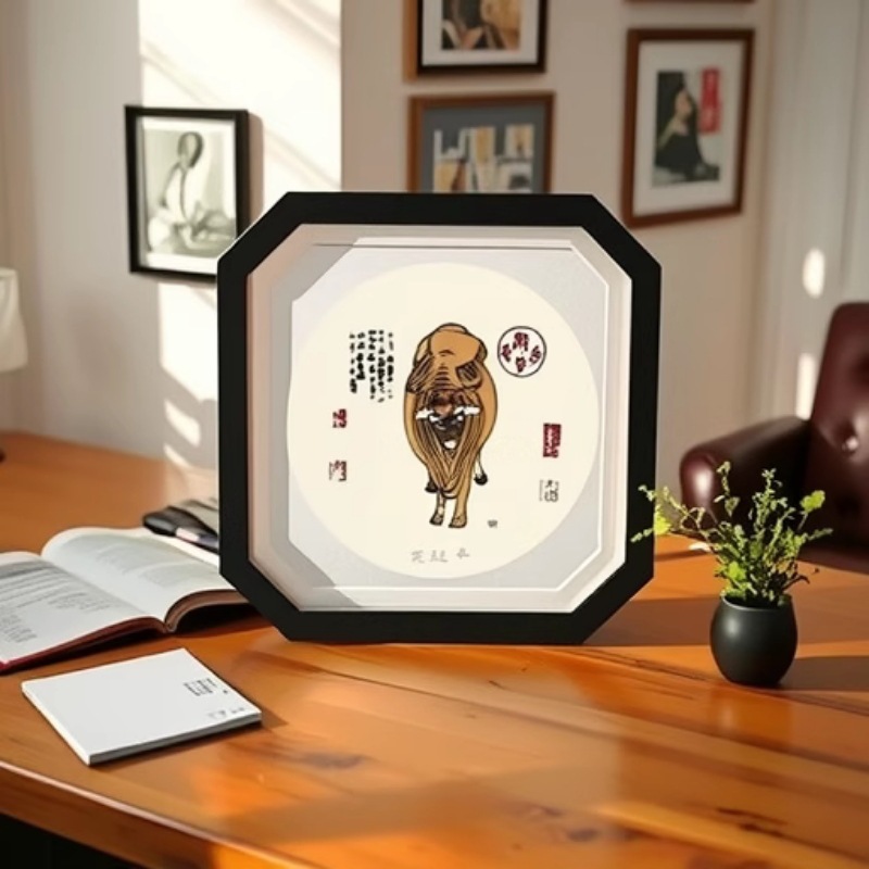 Produced by Baoji Shenuo, New Chinese Style Cow Picture Titanium Print Office Decoration Painting Entrance Hall Corridor Mural