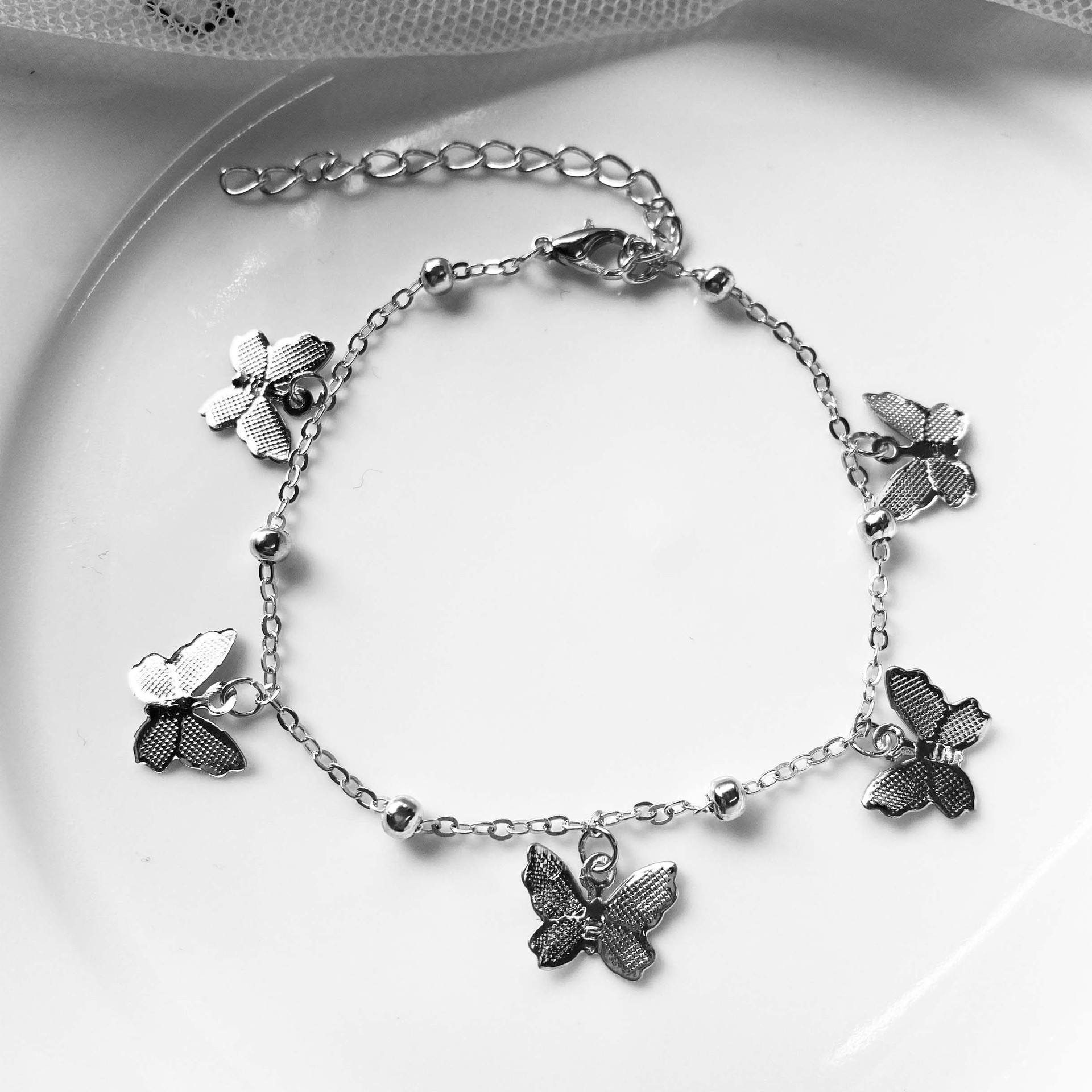 European and American Cross-Border Export Jewelry New Beach Foot Jewelry Cut Out Butterfly Pendant Anklet