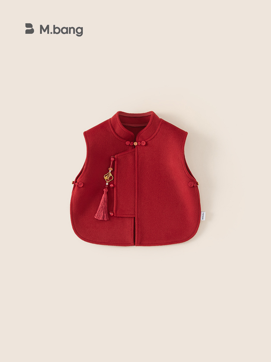 Yubao Children's Wear Girls' Cheongsam New Year's Wear Winter Children's New Chinese Style National Style Vest for Baby Girl Red Tank Dress