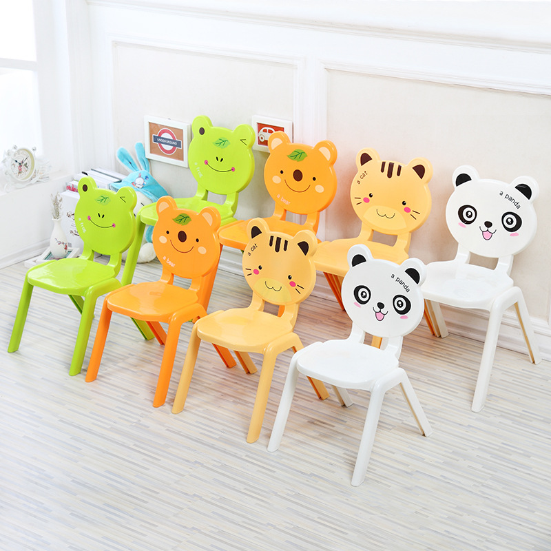 Thickened Children's Home-Use Backrest Chair, Kindergarten Study Table and Chair, Baby Cartoon Chair, Non-Slip Stool, Plastic