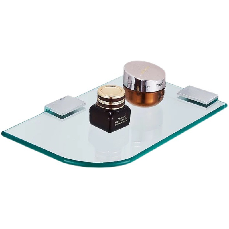 Single and Double-layer Glass Storage Rack Bathroom Wall Hanging Punch-free Toilet Mirror Tray Hotel Cosmetic Rack Partition