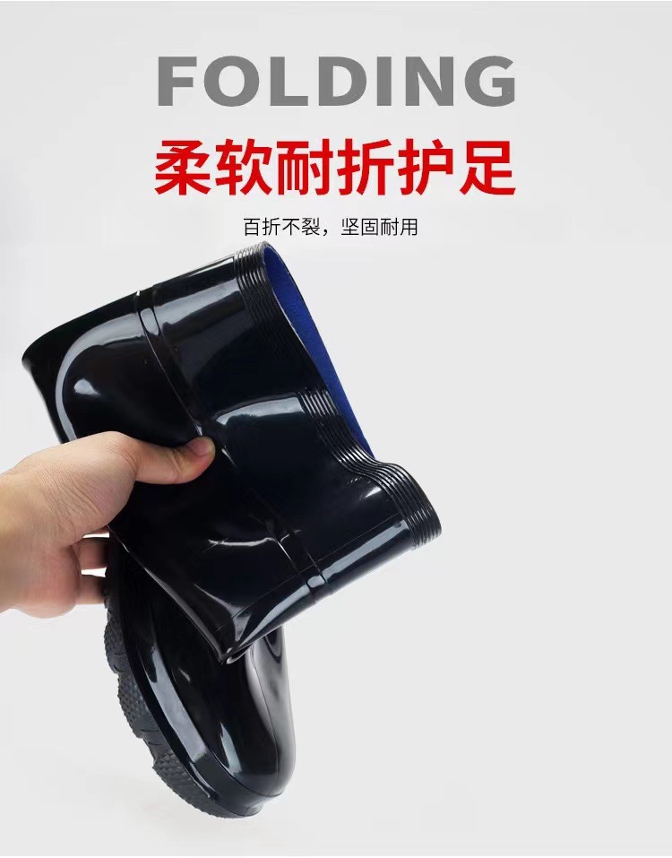 Black High men's rain boots outdoor rescue rain boots PVC material soft surface rubber shoes House built Gray high rain boots