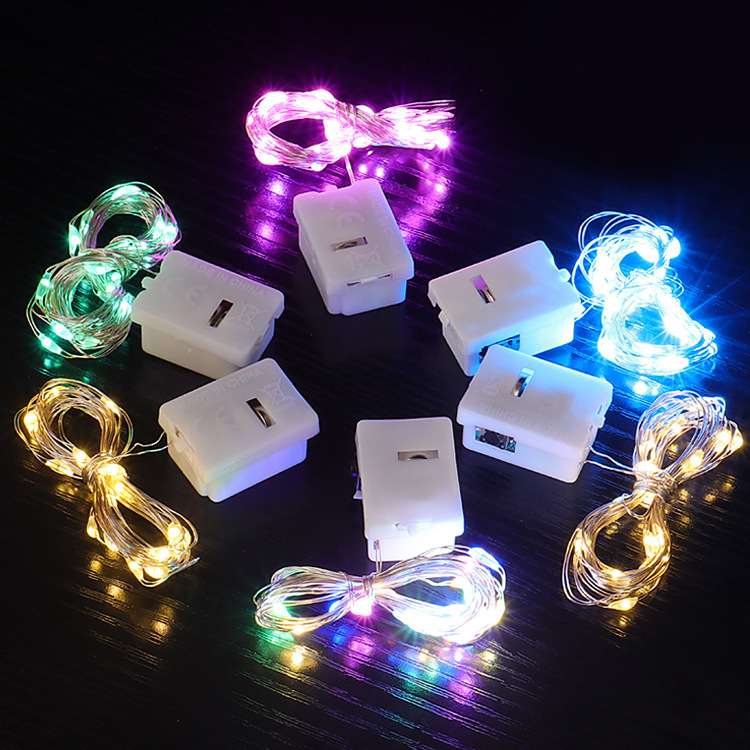 Led Small White Box Button Copper Wire Light String Flower Cake Decoration Light 3-Speed Adjustable Atmosphere Light String Bulk Wholesale