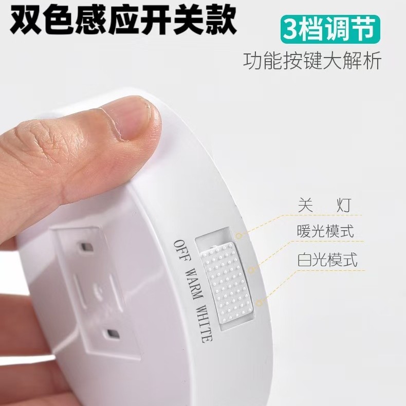 Popular Smart Rechargeable Human Body Sensor Magnetic Round Night Light Can Be Used in the Aisle, Wardrobe, Entrance and Bedside
