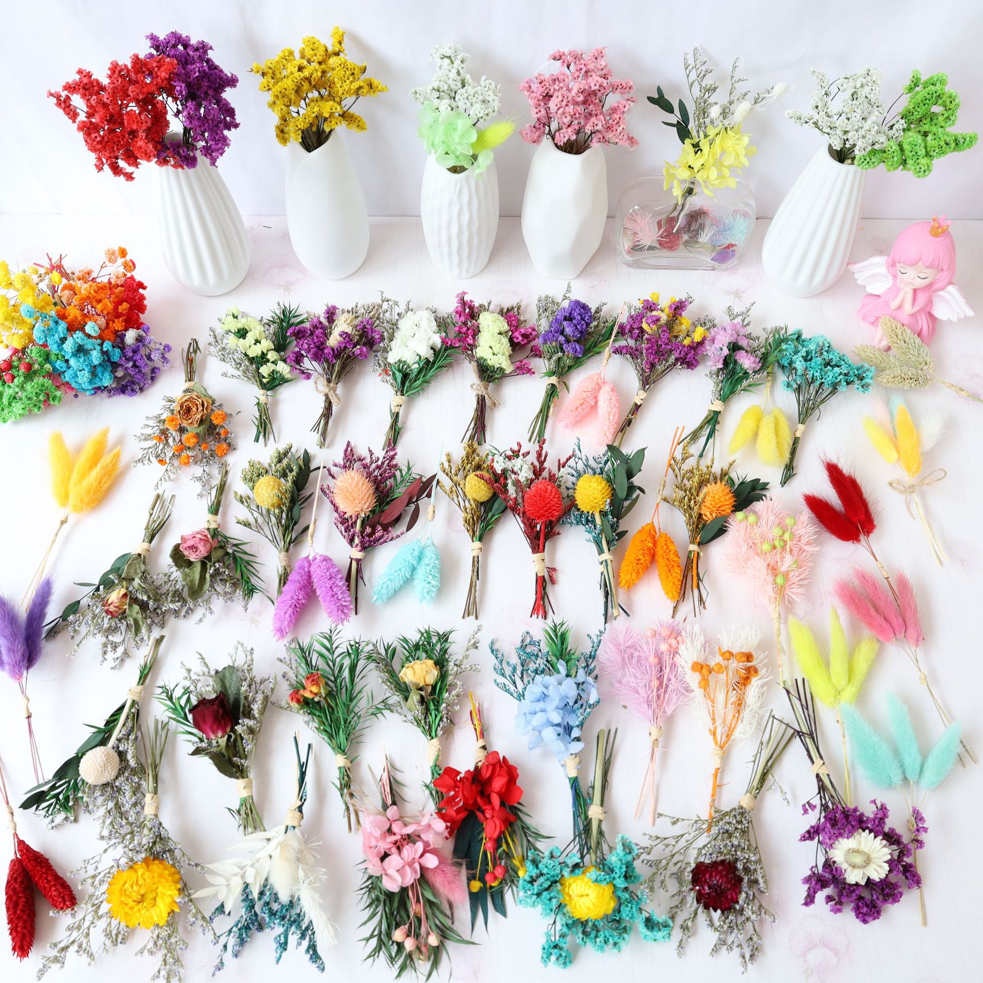 Сухие цветы, мини-букет, DIY смешанный букет для свадебного подарка, коробка с подарком, открытка, домашнее украшение