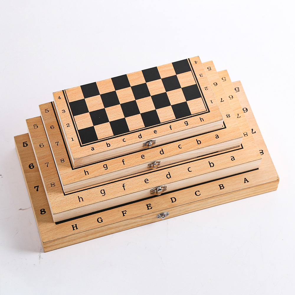 Cross-border wooden chess three-in-one folding chessboard children's educational toys chess and card entertainment board games wholesale