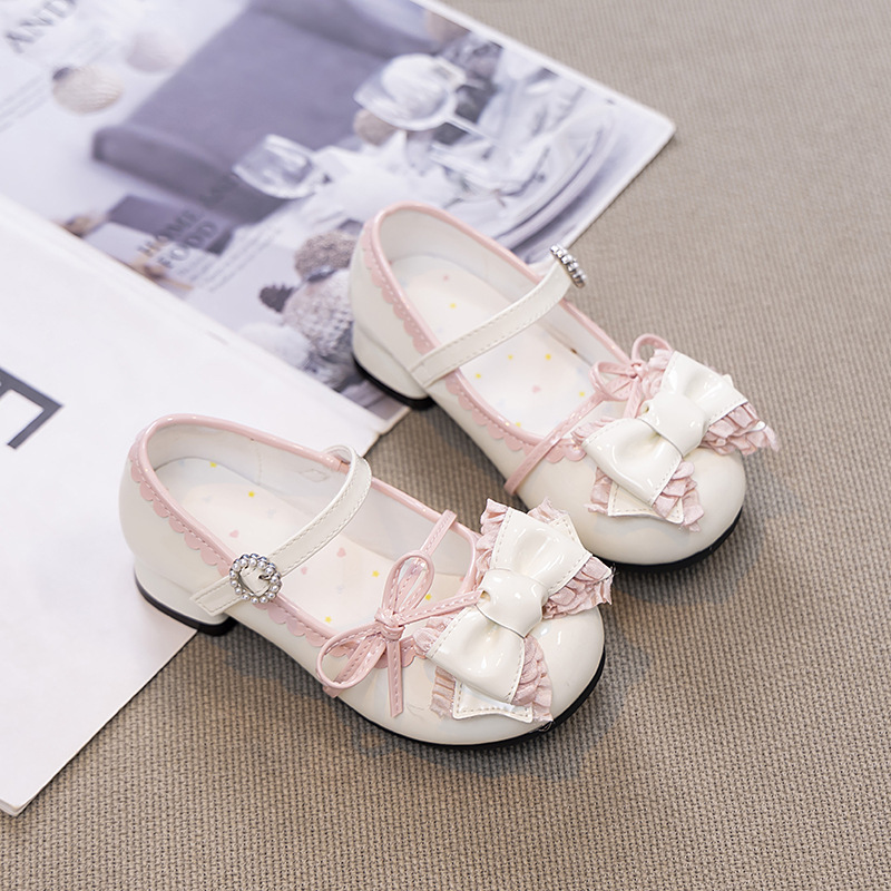 Cross-border Girls Small Leather Shoes Children 2025 Spring New Lolita Princess Shoes Girls Bow Non-slip Single-layer Shoes