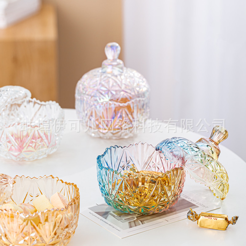 Glass Jar Candy Jar Aromatherapy Candle Jar Dried Fruit Jar Storage Ornaments Storage Box Jewelry Box Degaussing Bowl