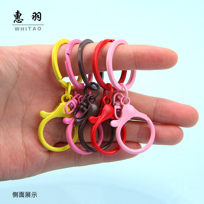 Color alloy paint ins lobster clasp three-piece key ring hanging eight-character clasp diy accessories creative accessories