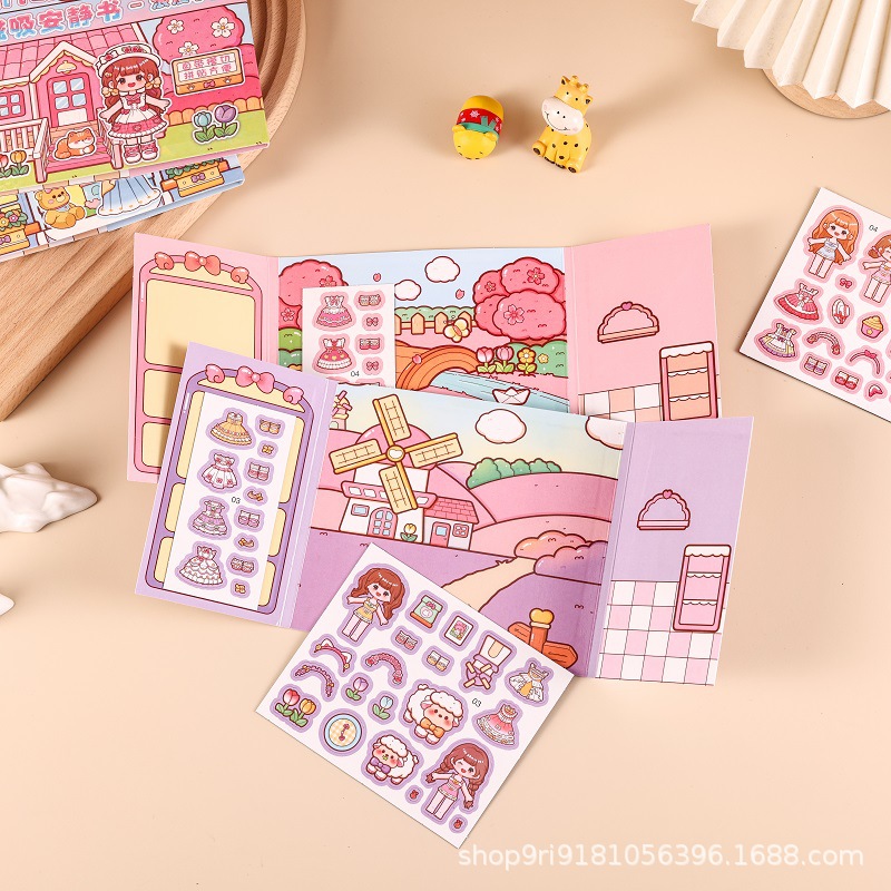 Cartoon Magnetic Quiet Book No Cutting Puzzle Large Magnetic Book DIY Handmade Book Children's Toy Cute Magnetic