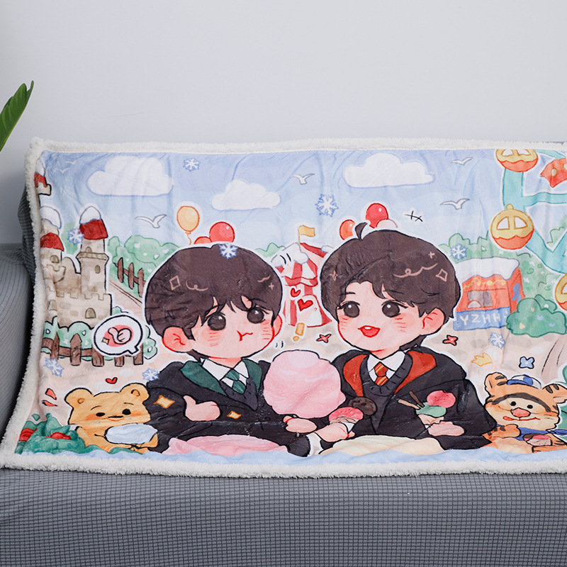 3D Cartoon Printed Flannel Blanket Digital Printing Air Conditioning Blanket Nap Blanket Study Room Knee Blanket Wholesale