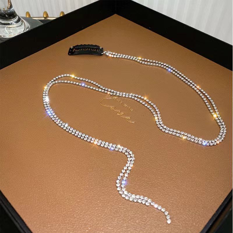 Li Ying's Same Style Sparkling Diamond Chain Hairpin for Women, Rhinestone Tassel Braided Hair Chain, Internet Celebrity Top Clip Hairpin, Dreadlock Hair Rope Hair Accessory
