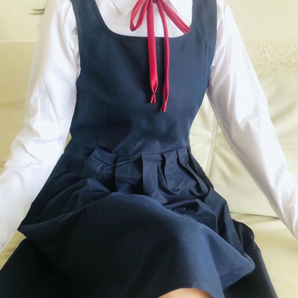 Юбка с подтяжками в колледжском стиле, корейский стиль, свободная мода, короткий рукав, рубашка + юбка