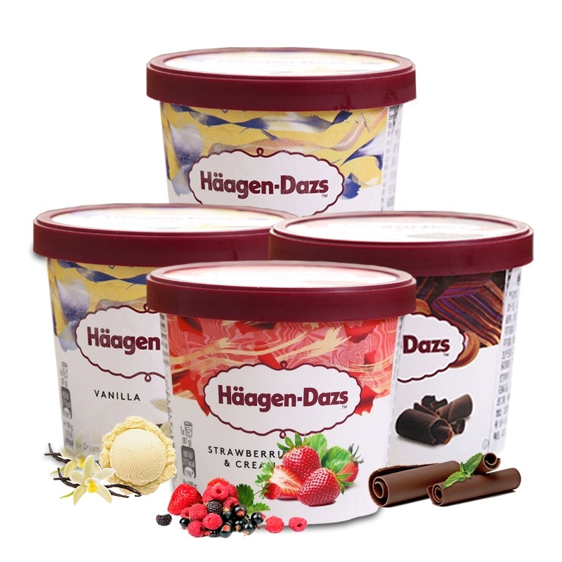 Французское мороженое Haagen Dazs с печеньем, ванилью, клубникой и матча, оптовая продажа