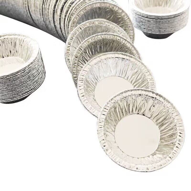 100 disposable egg tart tin paper cup round aluminum foil Portuguese egg tart mold bottom support baking cake high temperature resistance