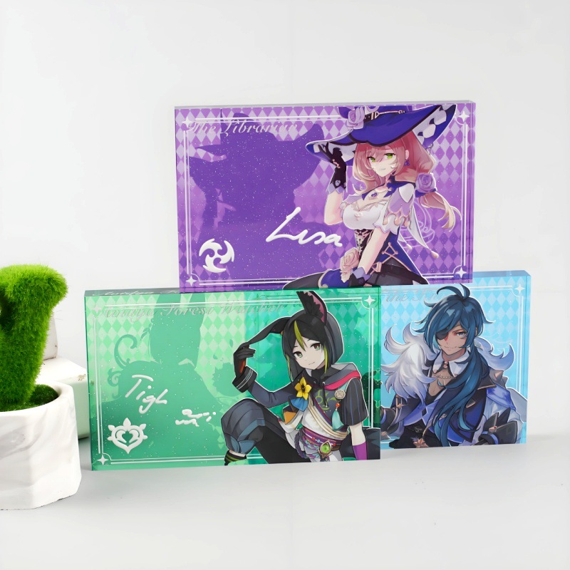 Acrylic Quicksand Mahjong Cultural and Creative Mahjong Peripheral Stand Ornaments DIY Anime Star Transparent Keychain Card Brick