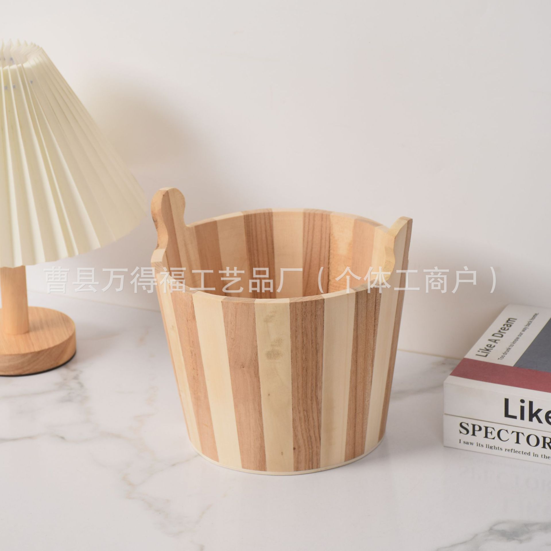 New Natural Wood Color Small Wooden Bucket Home Storage Wooden Bucket Children's Toy Storage and Organization Bucket Beachside Toy Wooden Bucket