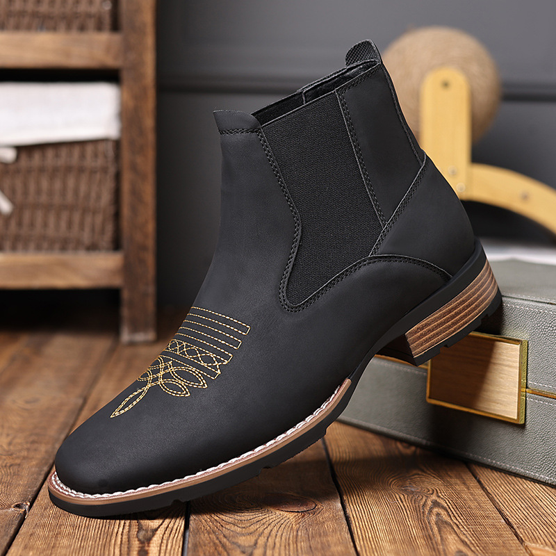 R003 Chelsea boots Cross-border Embroidered Leg Chelsea Boots Men's Martin Boots Foreign Trade