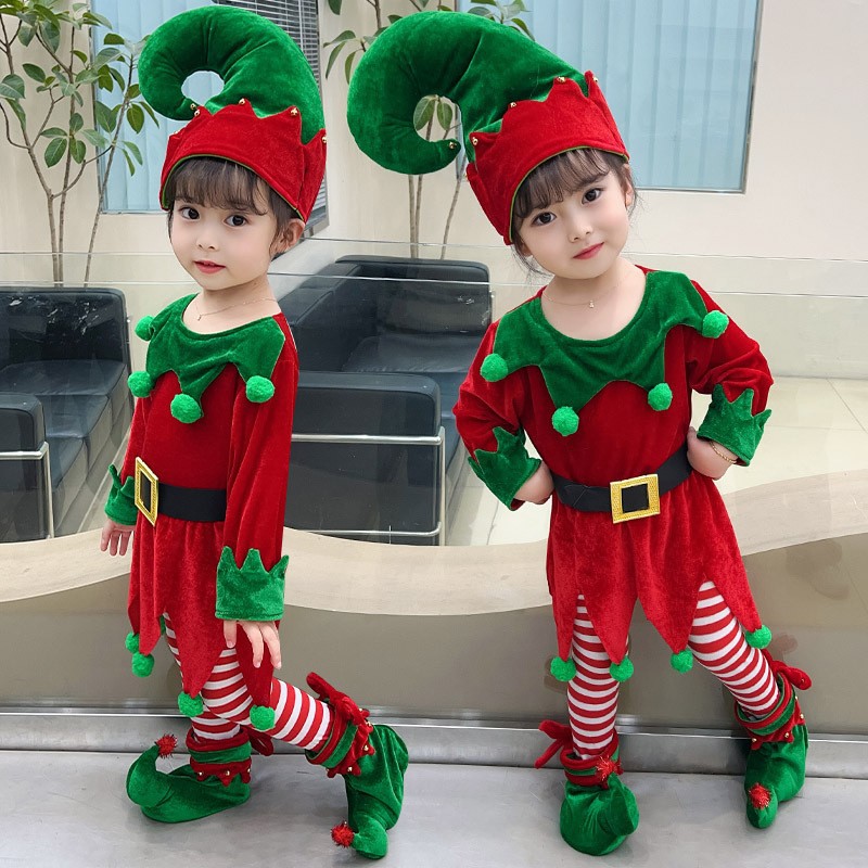Christmas Clothing Kidsren's Clothing Girls Dress Red Green Elf Christmas Theme Infant Photo Clothing