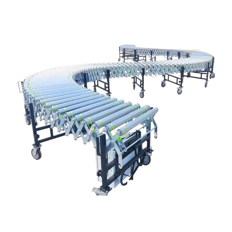 Power Roller Line Logistics Warehousing Loading and Unloading Artifact Multi-Ribbed Belt Power Roller Telescopic Line