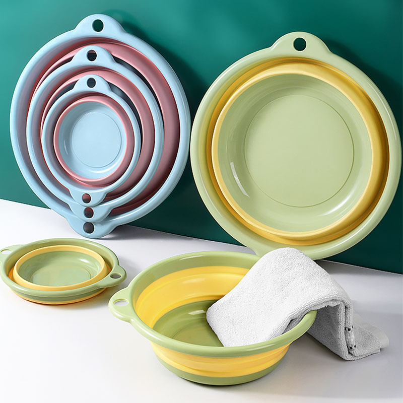 Folding Washbasin with Hook, Round Wall-Mounted Telescopic Washbasin, Plastic Laundry Basin, Baby Washbasin, Footbath