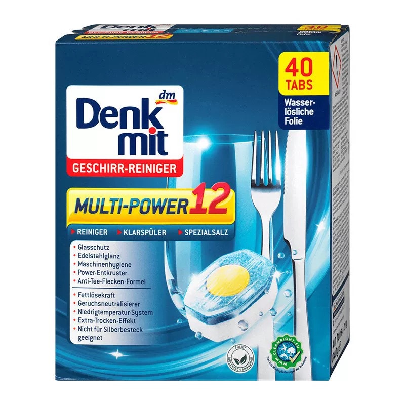 Germany Imported dm Dishwasher Washing Block Powder Block Multi-effect 12-in -1 Gold Core Dishwashing Block 40 Pack