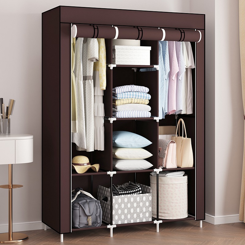 Многофункциональный оптовый импортный сборный шкаф из нетканого материала большой емкости простой шкаф стальной каркас складной шкаф с усилением