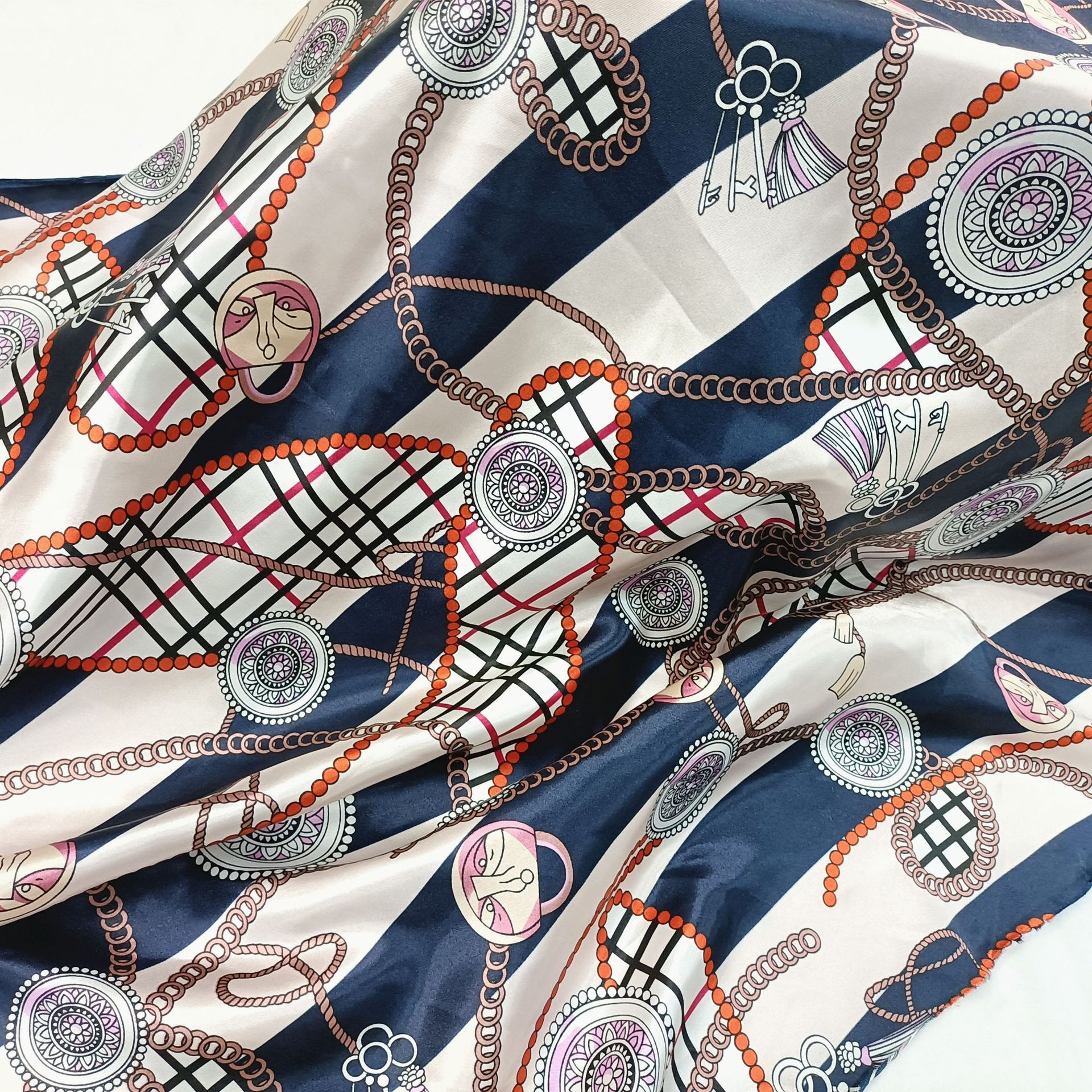 Chain Satin Printed Fabric Satin Woven Gift Box Packaging Ribbon Scarf Bag Home Clothes Clothing Lining Fabric