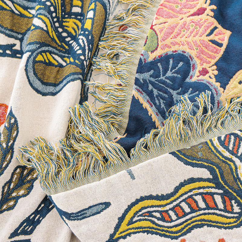 New Multi-layer Four Seasons Universal Cotton Gauze Skin-friendly Tassel Towel Quilt Blanket Air-conditioning Blanket for Adult Couple