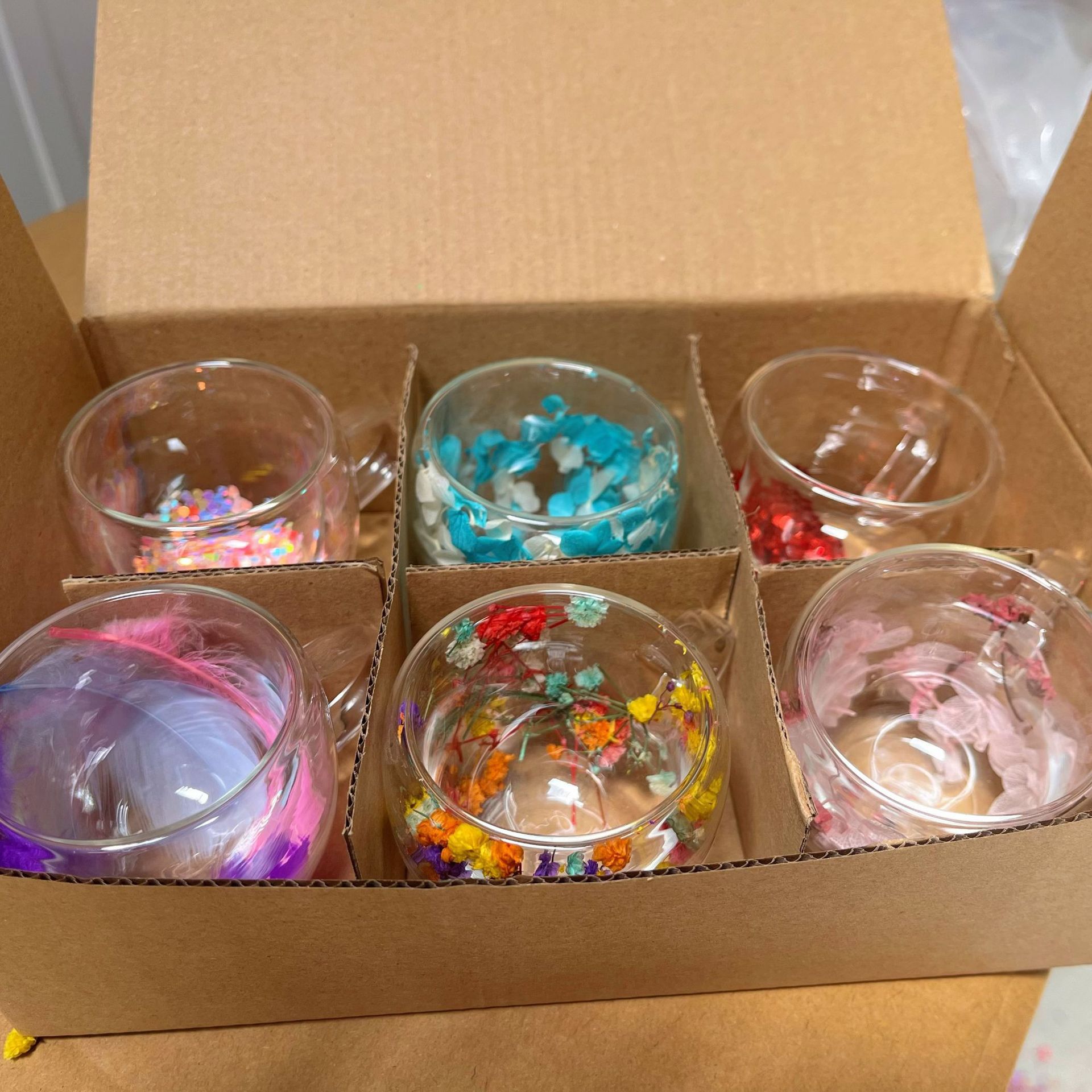 Стеклянная кружка двойного слоя, высокоборо-силикатное стекло, кружка с ручкой для сухих цветов, прозрачный горячий стиль