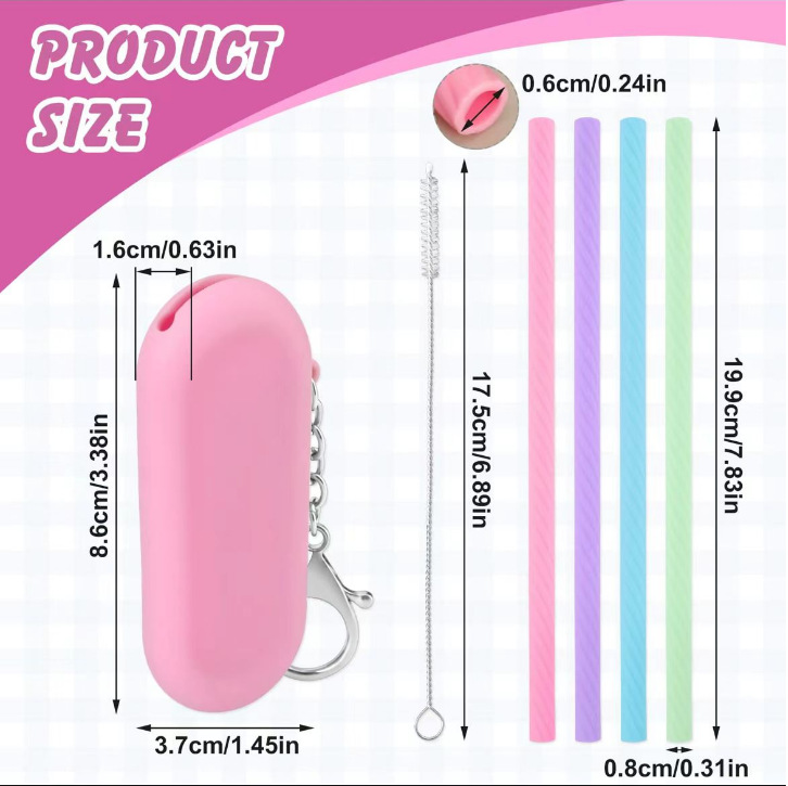 Silicone Straw Silicone Cleaner Storage Box Juice Milk Tea Drink Drink Cocktail Straight Tube Folding Tube Coffee Drink Tube