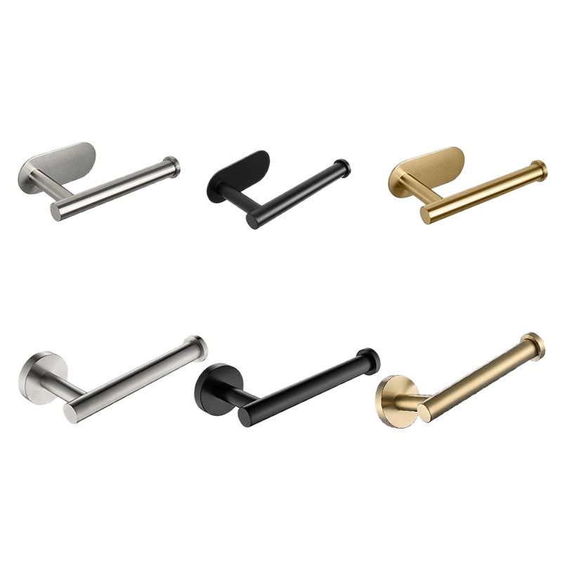 Cross-Border Punch-Free Stainless Steel Paper Towel Rack Bathroom Towel Rack Wall-Mounted Coat Hook Roll Paper Creative Bathroom Storage