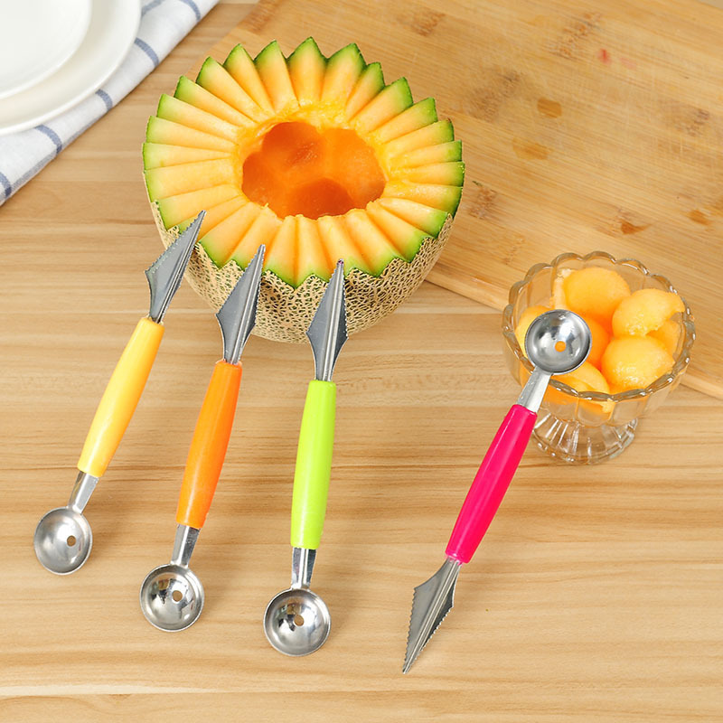 Double-headed ball digger stainless steel ball digger creative kitchen fruit platter multi-function tool corrugated carving knife