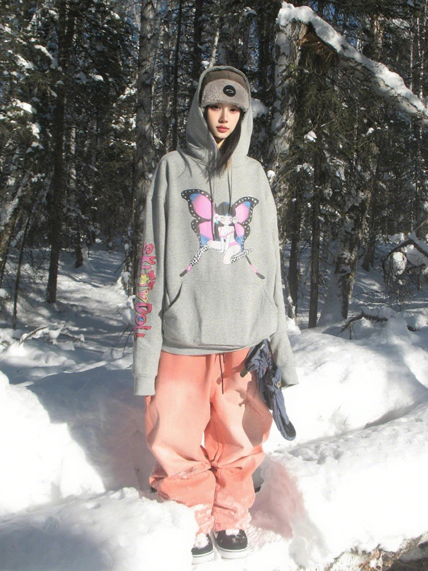 Fuyan Orange-Red Gradient Ski Suit Women's 2025 Autumn and Winter New Outdoor Windproof Snow Pants Two-Piece Set