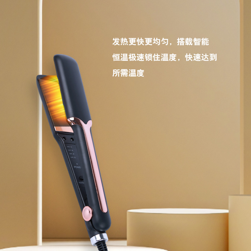 Cross-Border Foreign Trade Specializes in Dual-Purpose Hair Straightener and Curler with Light Oxidation Panel, Fast Heating Without Damaging Hair, Uv Decorative Panel