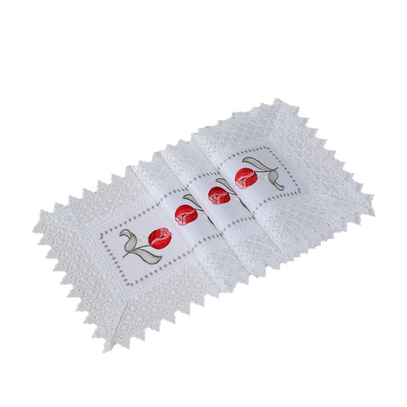 Supply Cross-Stitch Rose Tulip Table Flag American Thanksgiving Table Flag Cover Decorative Fabric Placemat