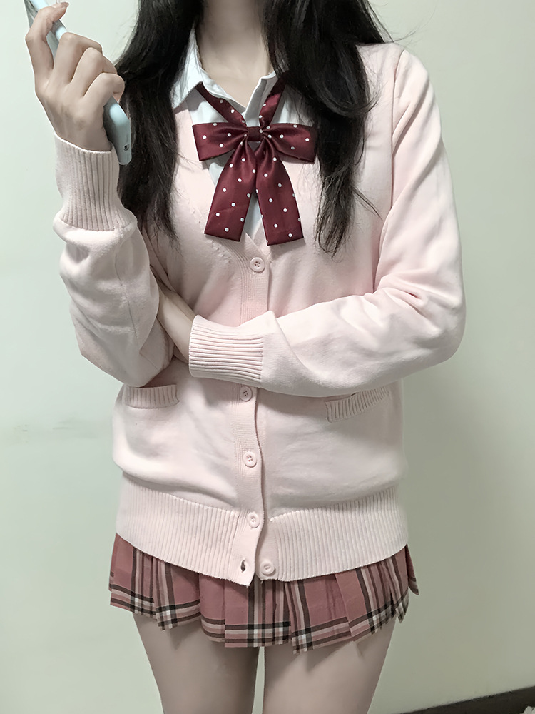 Original Jk Basic Pure Color Cardigan Knitwear Japanese Style Uniform Long-Sleeved Loose Versatile Knitwear Jacket