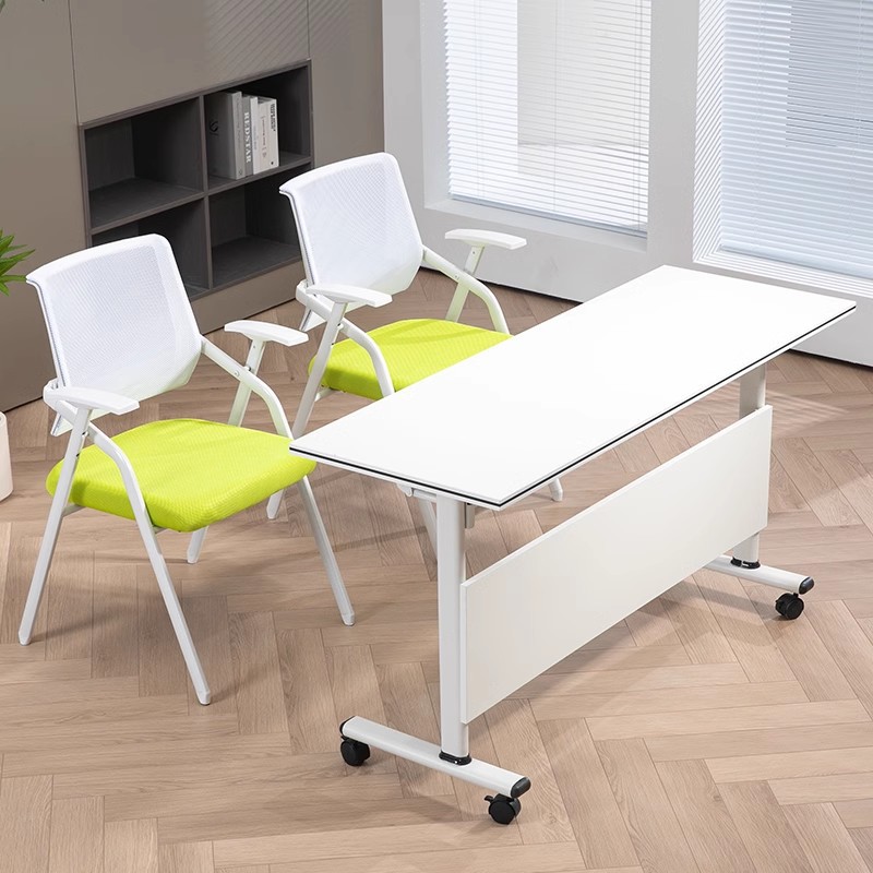 Training Chair with Writing Board Computer Chair Folding with Writing Board White Office Meeting Room Table and Chair Integrated Meeting Chair