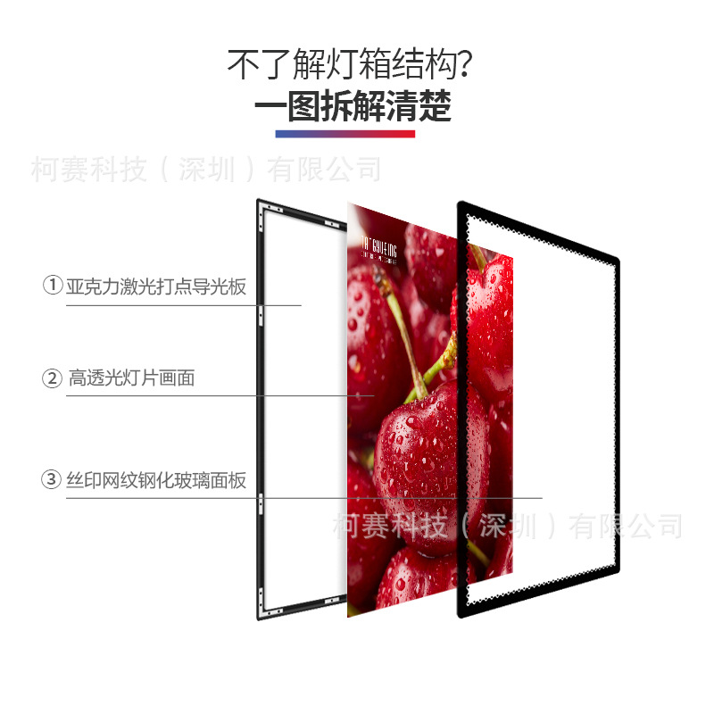Led Ultra-Thin Painting Light Box Tempered Glass High-Definition Luminous Billboard Store Replaceable Posters Customized According to Drawings