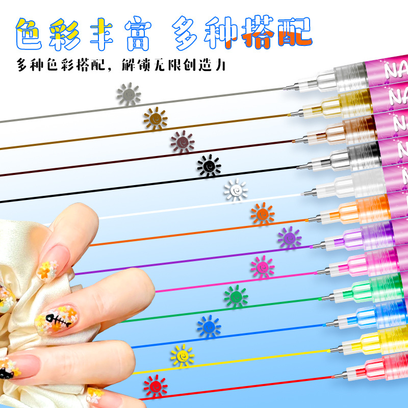 DIY Nail Art Pen Set Nail Tips Line Drawing Nail Dotting Nail Acrylic Paint Liner Pen Nail Polish Gel Pen