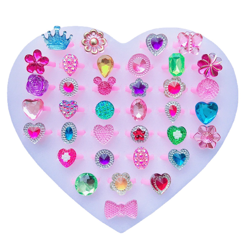 Children's ring gem water diamond acrylic net red little girl ring jewelry toy manufacturers wholesale
