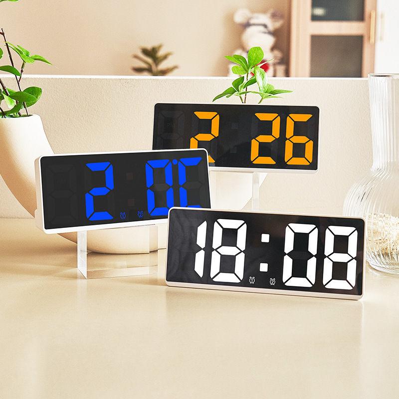 Two sets of alarm clock simple LED clock large screen digital clock bedroom bedside clock Korean fashion clock 6628