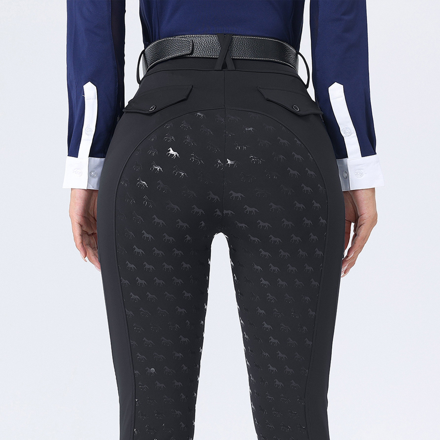 Fleece-Lined Thick Riding Pants for Women with Pockets, Full Seat Silicone Non-Slip Equestrian Sports Pants, European and American High Quality