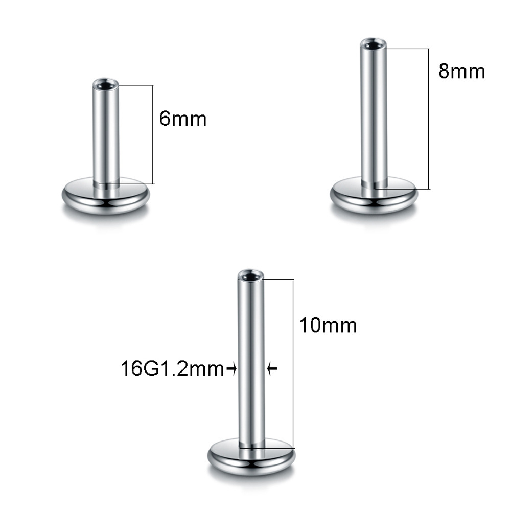 16G/18G titanium steel pin lip nail ear bone nail round oxidized AAA zircon plug-in tongue nail puncture jewelry