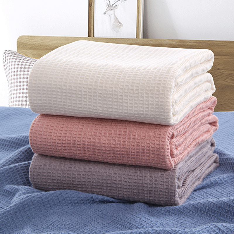 Tuqiang Cross-Border Waffle Cotton Towel Blanket, Casual Nap Blanket, One-Piece Air Conditioning Blanket, Direct Sales from the Manufacturer