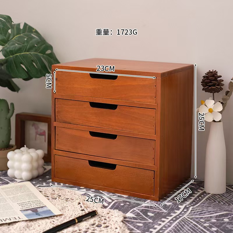Wooden Desktop Drawer-Type Multi-Layer Storage Small Locker Wooden Cosmetics Sundry Box Display Display Shelf
