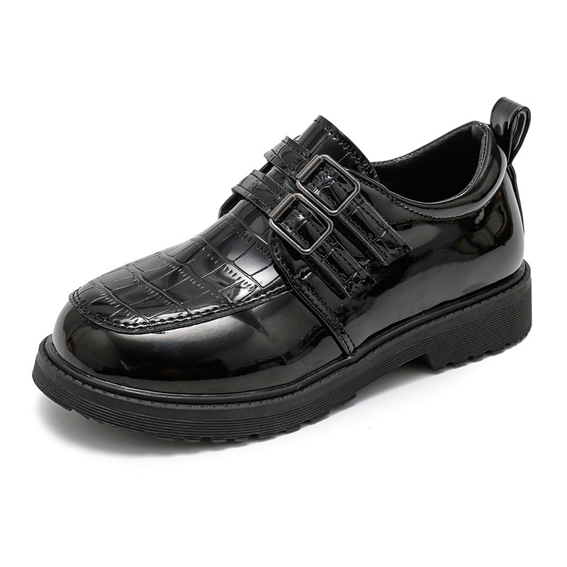 Boys' Leather Shoes, Kidsren's Shoes, Spring & Fall 2025 New Fashion British Style Black Soft-Soled Primary School Students' Performance Shoes