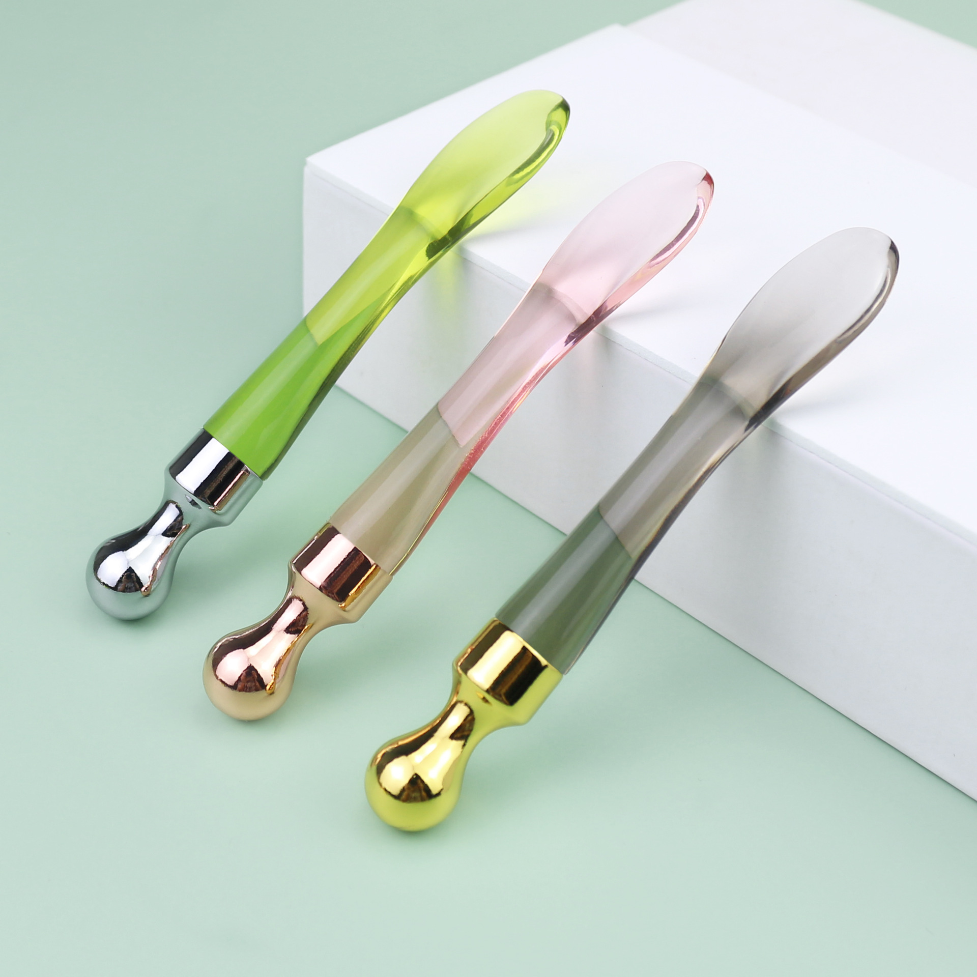 Metal Eye Cream Massage Stick Fishtail Cosmetic Spoon Double Head Eye Cream Face Cream Introduction Stick Face Massage Beauty Spoon