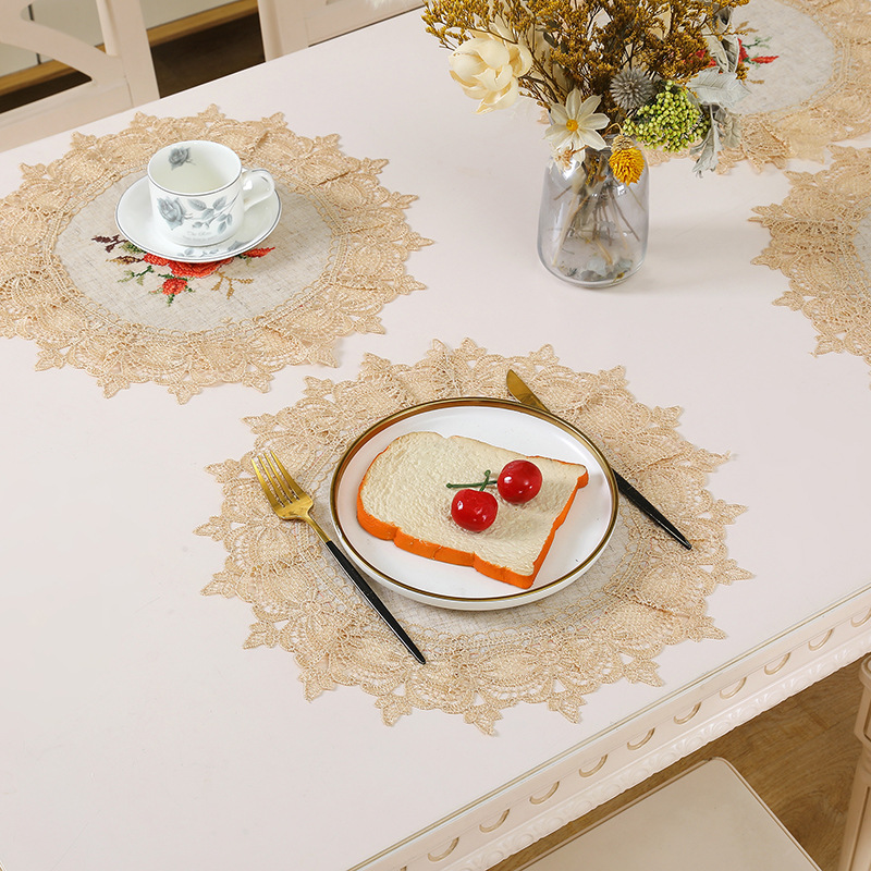 Supply Cross-Stitch Rose Tulip Table Flag American Thanksgiving Table Flag Cover Decorative Fabric Placemat