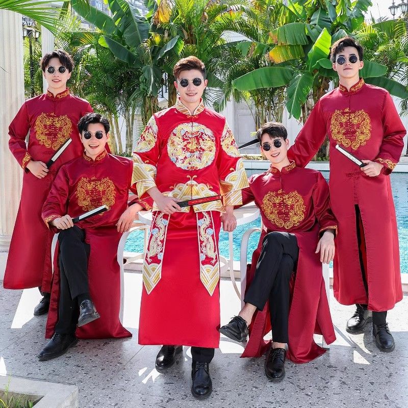 Best Man's Clothing, Chinese Style Brother Group Clothing, Winter Wedding Coat, Chinese Style Wedding Dress, Men's Tang Suit Xiuhe Clothing